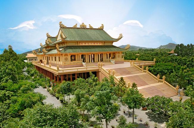 Kiến trúc uy nghiêm của Chùa Đại Tòng Lâm (Vạn Phật Quang) trong hành trình hành hương của Like Tour.