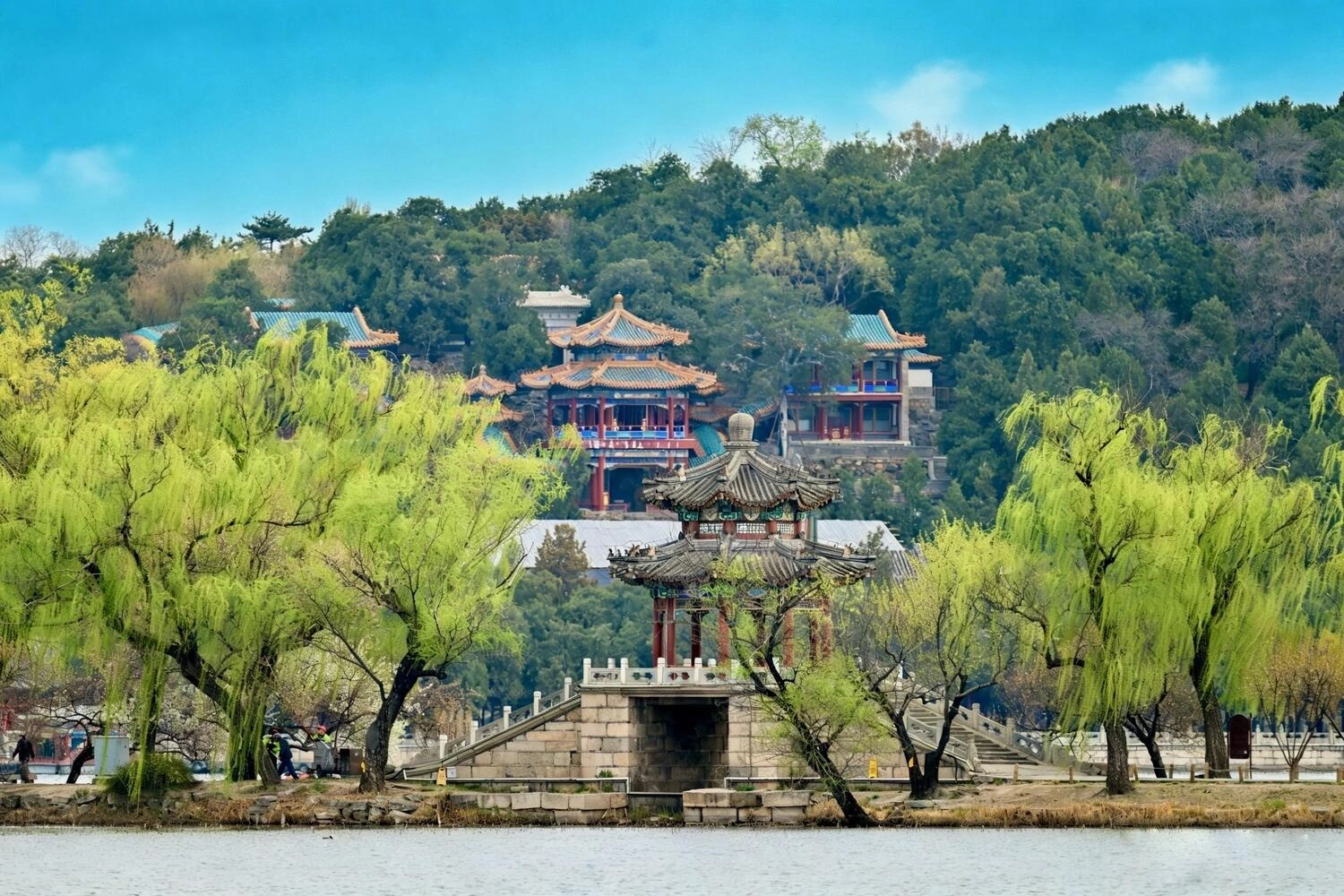 Toàn cảnh kiến trúc vườn hoàng gia Di Hòa Viên với hồ Côn Minh thơ mộng – di sản thế giới nổi bật trong hành trình tour Bắc Kinh trọn gói của Like Tour.